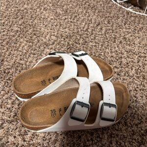 Birkenstock Women's White and Brown Sandals